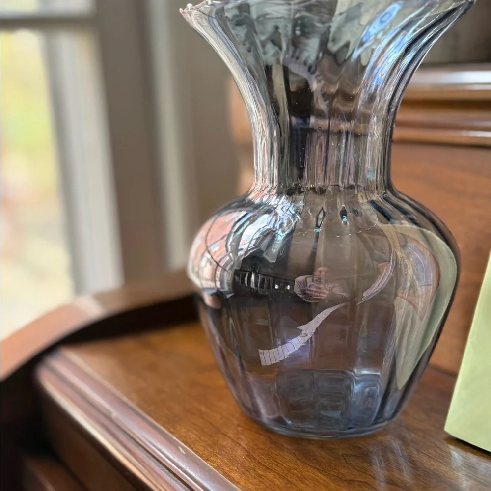 Vintage Glass Vase - Translucent Blue Gray